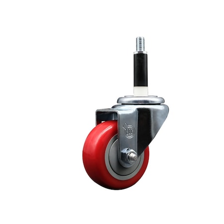 Service Caster 3'' Red Poly Wheel Swivel 7/8'' Expanding Stem Caster SCC-EX20S314-PPUB-RED-78